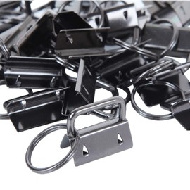 100 Sets 1 Inch Key Fob Hardware with Key Rings, OrdLive Keychain Wristlet for Bag Wristlets with Fabric/Ribbon/Webbing/Embossed and Other Hand Craft (Black)
