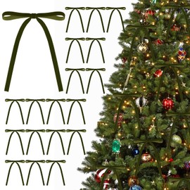 KKSTY 30Pcs Christmas Velvet Bows, Vintage Style Velvet Ribbon Bows for Christmas Tree, Gift Wrapping, Wreaths, Garlands, Wedding, Party, Home Decor,5x7 Inches (Olive Green)