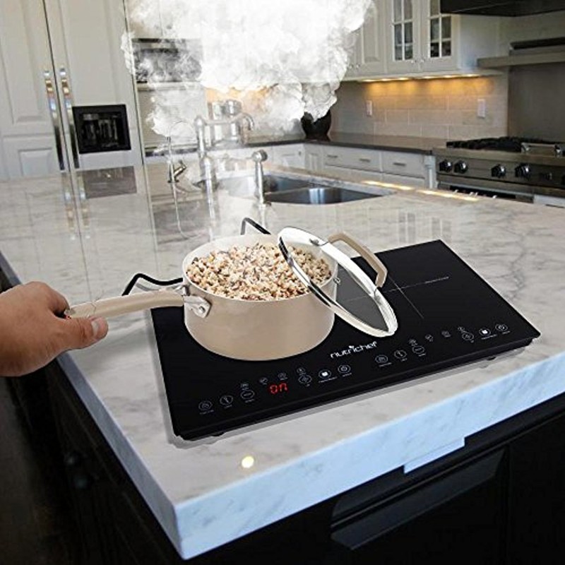 NutriChef Double Induction Cooktop - Portable 120V Digital Ceramic Dual