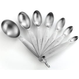 Spring Chef Stainless Steel Measuring Spoons Set of 7, Oval Metal Teaspoon & Tablespoon Measuring Spoons - Nesting Kitchen Gadgets For Baking & Cooking, Dual Measurements - Dry & Liquid Ingredients