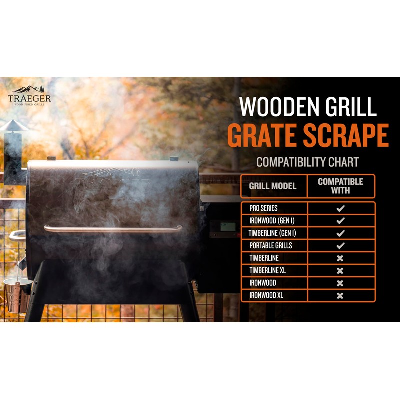 Traeger Grills BAC454 Wooden Grill Scraper – Solid Hardwood Grill