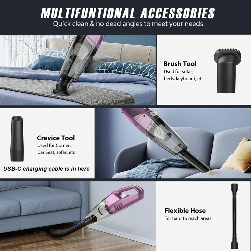Bossdan Handheld Vacuum Cordless – Car Vac Portable with 8KPA