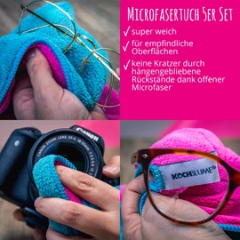 Kochblume Microfibre Cloth Set, 5 Pieces, Premium Microfibre, Set in Colourful Box (Anthracite-Grey)