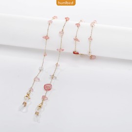 humlbird Eyeglass Chains for Women Stylish Glasses Lanyard Sunglass Chain Natural Crystal Mask Chain Eye Glasses Strap Red-1