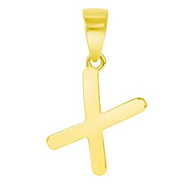 Jewelry America Solid 14k Yellow Gold Mini Uppercase Initial Script Letter Charm Pendant, Yellow Gold