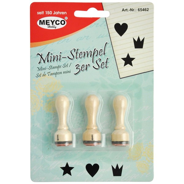 Wooden Stamp Star, Heart, Crown Set of 3