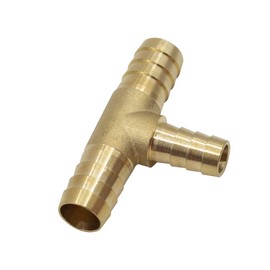 Goldpea Brass Hose Barb Fitting Reducing Tee 3/4" Barbed x 1/2" Barbed x 3/4" Barbed Reducer T-fitting 2pcs with 6pcs Hose Clamps