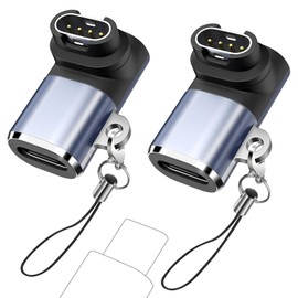 [Set of 2] MoKo Conversion Adapter for Garmin L-Type Type C with Lobster Clasp, Fenix8/7/6/5/Vivoactive 6/5/4/3/Venu3/2/Forerunner 970/570/965/265/165/ForeAthlete55/InstinctE/3/2/ApproachS60 USB C