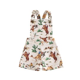 Baby Boy Girl Suspender Overalls Western Cow Print Corduroy Romper Country Baby One Piece Strap Jumpsuit Clothes (Apricot, 12-18 Months)