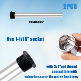 3 Pack RV Water Heater Anode Rod and Water Tank Flusher- 9.25"L x 3/4" NPT, Magnesium Anode Rod Compatible with Suburban and Mor-Flo, RV Water Heater Tank Rinser & Water Heater Anode Rods with Tape