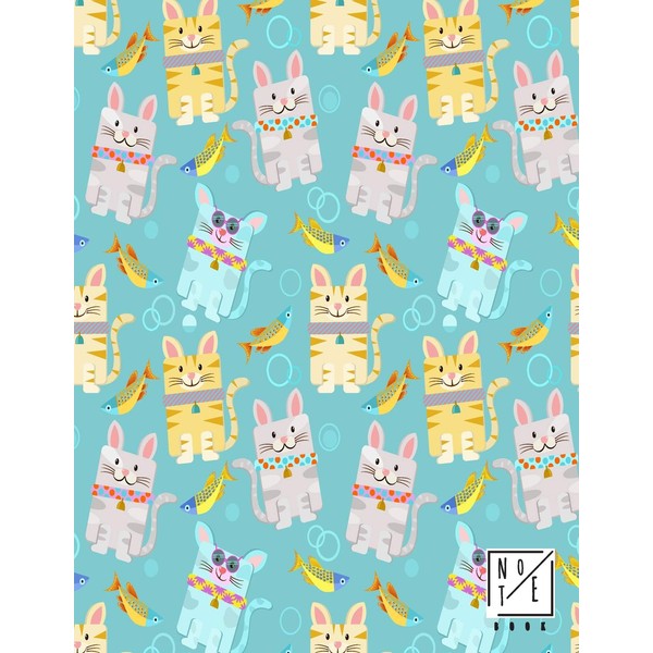 Notebook: Cute Kitten cats and Little Fishs Notebook and Dot