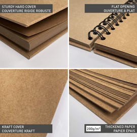 Clairefontaine - Ref 95432C - Kraft Landscape Album to Decorate (40 Sheets of Paper) - 21 x 16cm Sized, 200gsm Kraft Paper, Wirebound Spine - Plain Kraft Cover