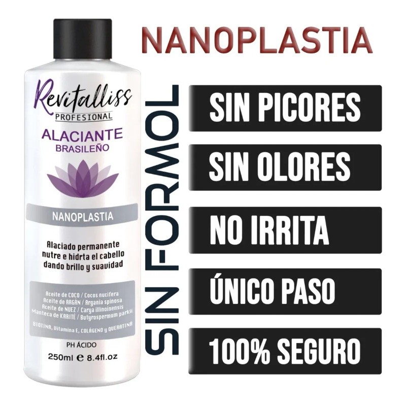 Keratina Alaciante Permanente Sin Formol Nanoplastia Kit