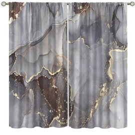 Yearn Jear Cortinas de mármol, color gris dorado, con textura abstracta con patrón de geometría para ventana, tratamientos para recámara, sala de estar, gris de lujo, juegos de 2 paneles, 55 x 63