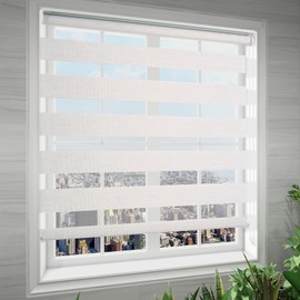 RED GRAPES 2PCs Zebra Blinds for Windows Dual Layer Roller Window Shades Sheer Privacy Light Control for Day and Night Window Blind Shade for Home and Office,Easy to Install(35.4" W x 72" H, Natural)