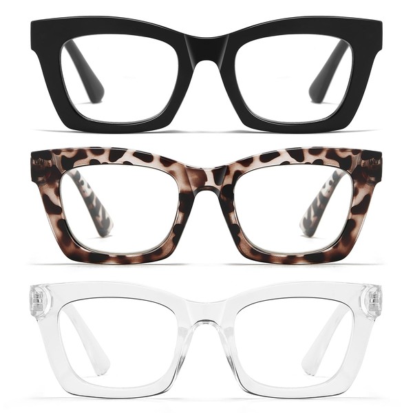 Celng Cat Eye Reading Glasses for Women - 3 Pack
