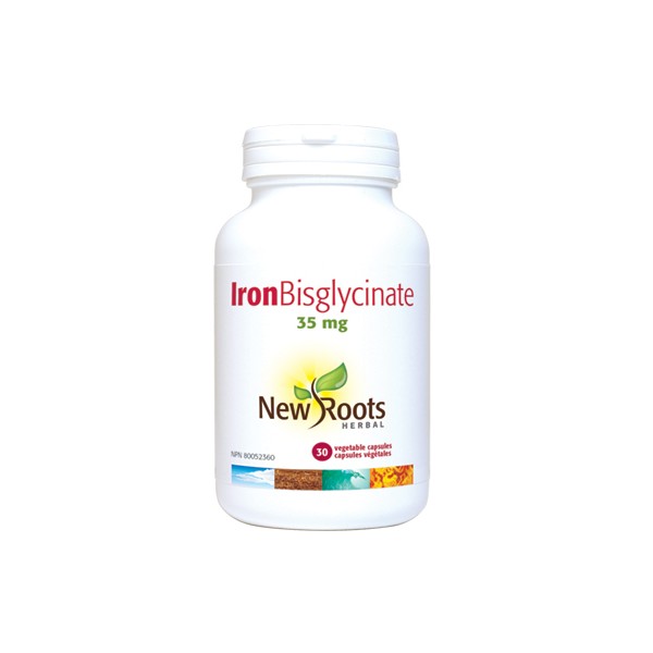 New Roots Herbal Iron Bisglycinate 35mg - 30 veg capsules