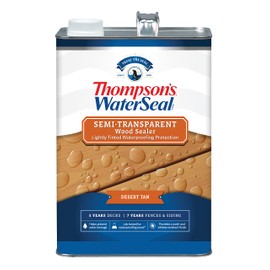 Thompson’s WaterSeal Semi-Transparent Waterproofing Wood Stain and Sealer, Desert Tan, 1 Gallon