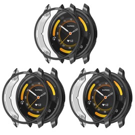 Compatible with Garmin Venu 3S 41mm /Garmin Venu 3 45mm Waterproof Protective Case Soft TPU Plated All Around Scratch-Proof Screen Protector Cover (45mm, 3black)