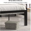 Lov4ever Metal Bed Frame with Geometric Litchi Grain Leather Headboard,