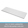 SSWBasics Laminated White Melamine Shelf Board, 36”L x 12”W, Durable