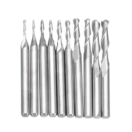 ChaRLes 10pcs 1-3.175mm 1/8 Inch Shank Carbide Ball Nose End Mill 2 Flutes CNC Cutting Tool