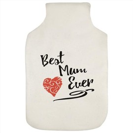 'Best Mum Ever with Red Heart' Hot Water Bottle Cover (HW00035704)
