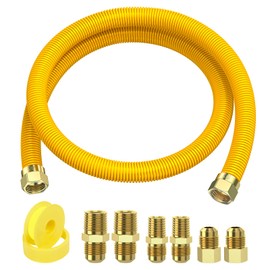 48" Flex Gas Line, Gas Dryer Connector Kit, Gas Line Hose for Gas Stove, Water Heater,5/8 in.OD(1/2 in. ID）Dryer Gas Line with Connector 1/2" MIP 1/2"FIP 3/4"MIP, Stainless Steel Gas Line