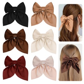 Ajcotahm 6 PCS Hair Bows for Women Silky Satin Bow Hair Clips for Girls Cute Hair Accessories Gifts