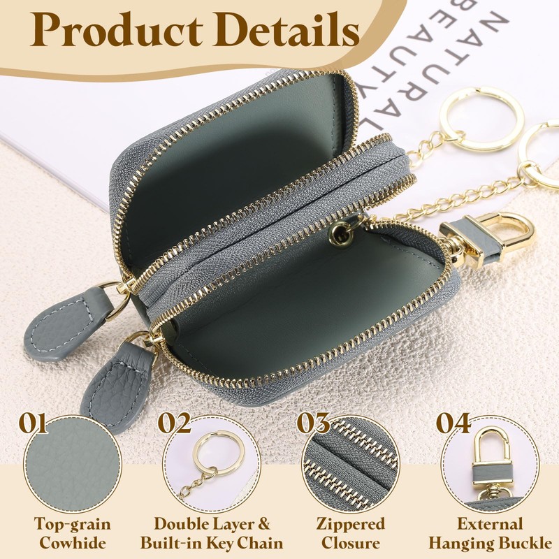 uxcell Genuine Leather Car Key Fob Case, Universal Car Key