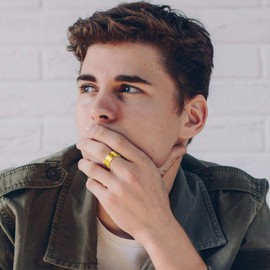 JewelryWe Mens Womens Stainless Steel Ring, Spanish Version Lord's Prayer Cross 8mm Rings Band,Gold(Size P)