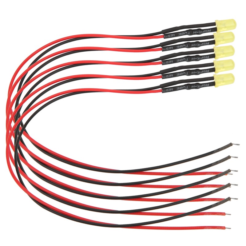 100pcs 12V Clear 5mm Prewired Light Emitting Diodes with 20cm