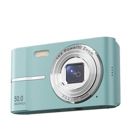 Digital Camera, Upgrade 50MP Full High Definition 1080P Camera with 16x Zoom Anti Shake, Compact Camera for Kid Student Children Teen Girl Boy, Kids Camera with 32GB SD Card (Green)