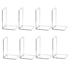 Clear Acrylic Bookends for Shelves,Heavy Duty Book Ends and Desktop Organizer,Book Stopper for Books/Movies/CDs,7.3x4.8x4.8 inch (8)