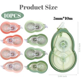 BetterJonny Correction Tape, 328.4 ft (100 m), Pack of 10, Correction Tape, Large Capacity, White Purple, 0.2 inches (5 mm), PET Tape Core, Pack, Correction Pen, Correction Supplies, Easy to Use