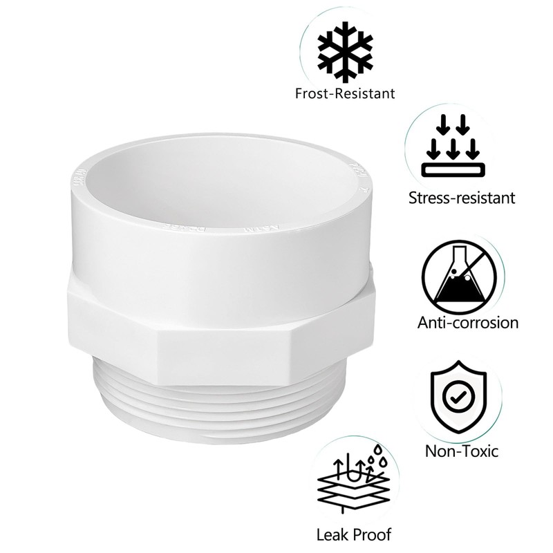 TALEGEN 5 Pack 2" PVC Fittings, 2 inch NPT Male