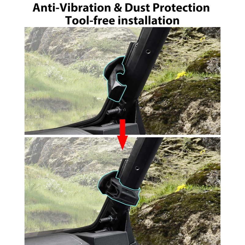 SAUTVS Lock & Ride Windshield Clamp Kit for Polaris Ranger