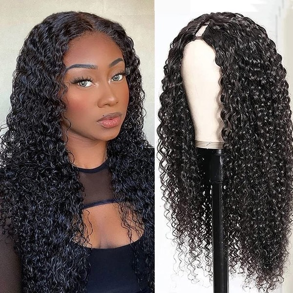 Real Hair Wig, Kinky Curly Human Hair Wigs for Women, 180% Density, V Part Human Hair Wig, Real Curly Human Hair Wig, Curly Wigs, Human Hair, Brazilian Wigs, Real Hair, Women, 26 Inches (66 cm)