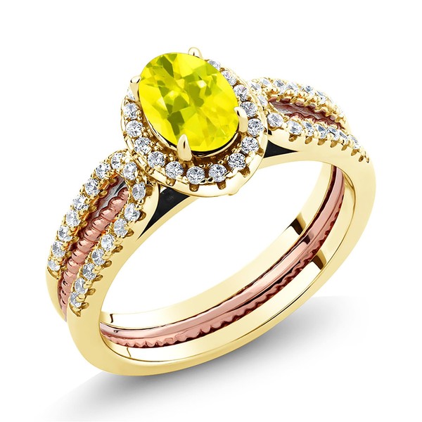 Gem Stone King 1.42 Ct Oval Canary Mystic Topaz 18K