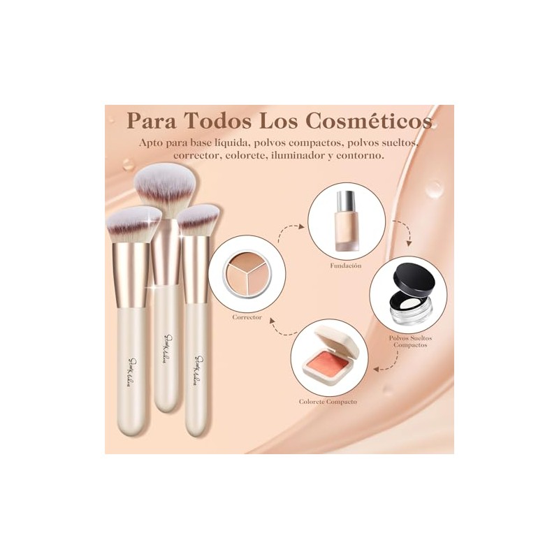 Start Makers 3pcs Brochas Maquillaje Corrector Rubor Base Contorno Suaves