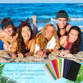 Newcotte 50 Pcs Solid Colors Plain Cotton Bandanas Bulk Unisex Multifunctional Headband Scarf Neckerchief Women Men, 14 Colors