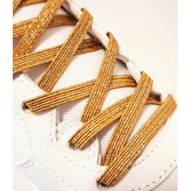 nikwesm Magnetic No Tie Elastic Shoe Laces for Kids Adults, No screw, One Size Fits All, Gold, X-Large