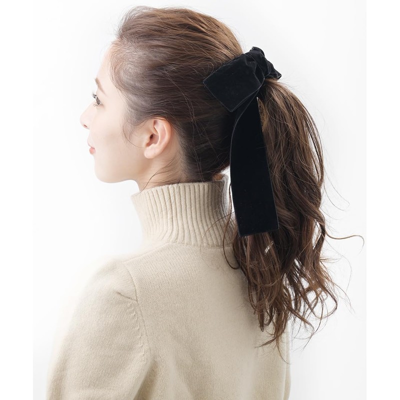 VingTAINE H7729 Hair Clip, Ribbon, Velvet, Long, Big, Beak Clip,