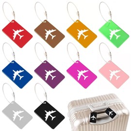 Bangbobi Luggage Tags Aluminium Set of 10 with Stainless Steel Cord – Luggage Tags for Suitcases & Backpacks – Luggage Tags in 10 Colours