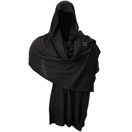 Shawl Scarf Medieval Costume Cowl Cloak with Hood Men Renaissance Accessories Costume Robes, Capes Black