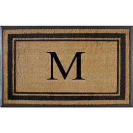 First Impressions Markham Border Double Door, Doormat, Monogrammed M, X-Large 30”X48”