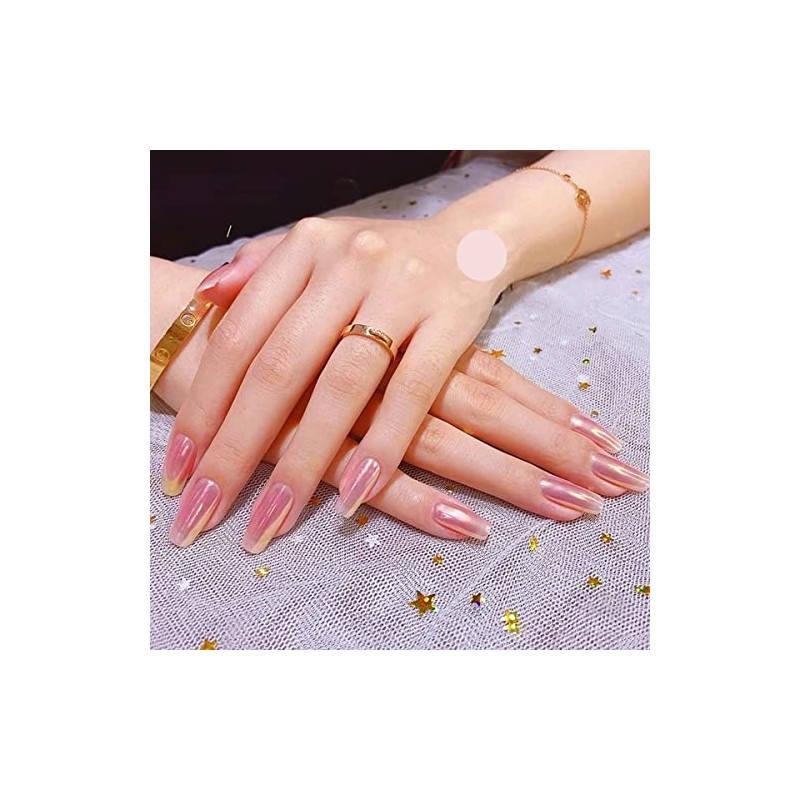Polvo Cromo Uñas Colores Sirena Neón Resplandor Gel Polaco Metálico