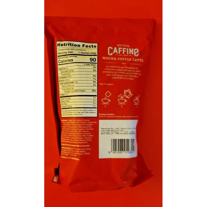 DELIZIO 2 PACK DELIZIO CAFFINO MOCCA COFFEE LATTE 3 IN