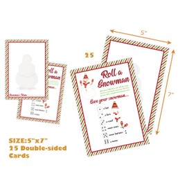 Roll A Snowman Game, Dice Rolling Game and Snowman Card Games for Families, Perfect for Classroom, Team Building Icebreakers, Winter Activity, Holiday Games Bundle with 25 Cards-2