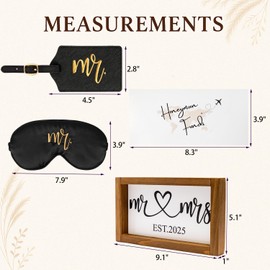 CHOIEO Embroidered Mr Mrs Est 2025 Luggage Tags, Embroidered Sleep Masks, Honeymoon Fund Envelope, Framed Sign, Mr & Mrs Wedding Gift Set (Est 2025)